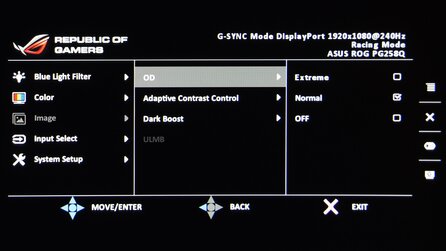 Asus ROG Swift PG258Q - Monitormenü