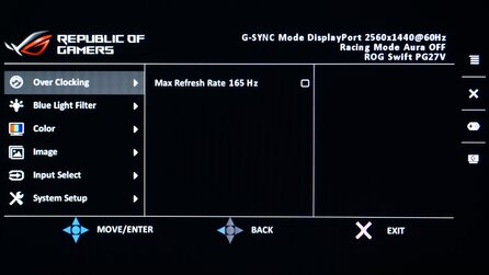 Asus ROG Swift PG27VQ - Monitormenü