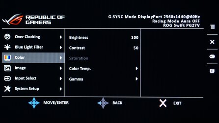 Asus ROG Swift PG27VQ - Monitormenü