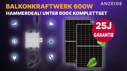 Balkonkraftwerk 600W Komplettset für die Steckdose: Preishammer bei Amazon: Solaranlage für unter 600€