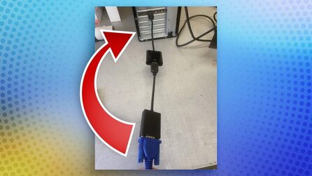 Spieler zeigt kreative »Lösung« seines Chefs, mit der die uralte Technik noch ein bisschen länger genutzt werden soll