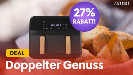 Eine Heißluftfritteuse gegen euren Heißhunger: Den schönsten Airfryer mit zwei Kammern gibts gerade richtig günstig