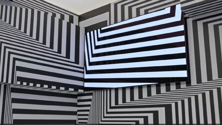 Fernseh-Kunst: Deutscher Künstler tarnt OLED-TV in einem Raum voller Zebramuster