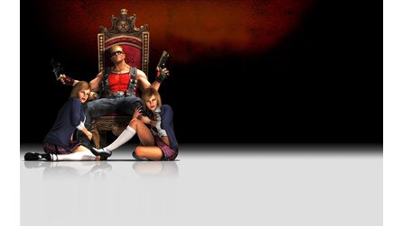 Duke Nukem Forever - Wallpaper: Der Duke lässt sich von Zwillingen verwöhnen