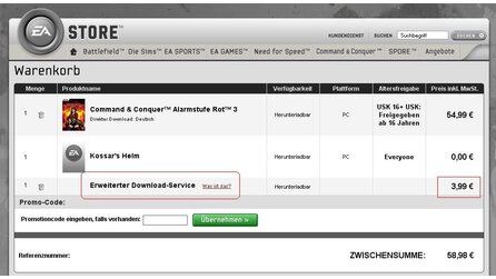 Electronic Arts Online-Shop - Extra-Kosten für verlängerte Downloadfrist