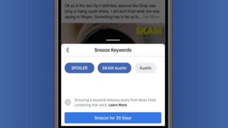 Keyword Snooze - Facebook testet neue Spoiler-Alarm-Funktion