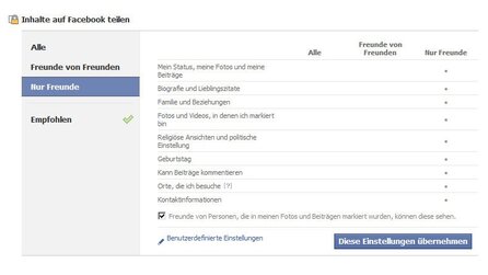 Facebook - Privatspähre schützen