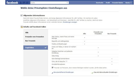 Facebook - Privatspähre schützen