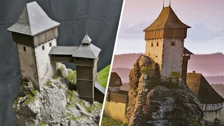 Berühmte Burg aus Kingdom Come 2 im Maßstab 1:60 ist ein Mittelaltertraum aus Karton und Gips