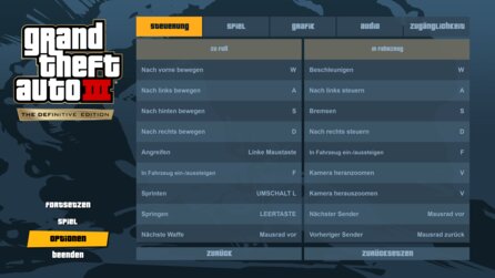 GTA 3 Remaster - Optionen