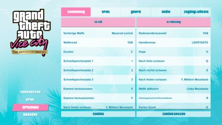 GTA Vice City Remaster - Optionen