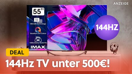 55 Zoll Gaming TV mit 144Hz für nicht mal 500€: Brillanter 4K Smart TV mit Mini-LED, HDR und mehr als 120Hz supergünstig!
