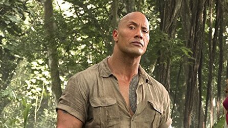 Disneys Jungle Cruise - Set-Bild mit Dwayne Johnson und einer Riesenschlange