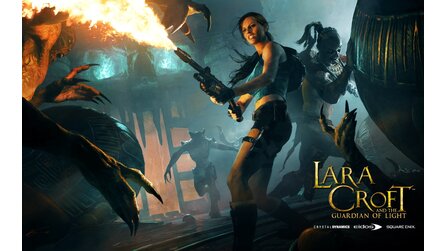 Lara Croft and the Guardian of Light - Wallpaper mit Lara und Totec