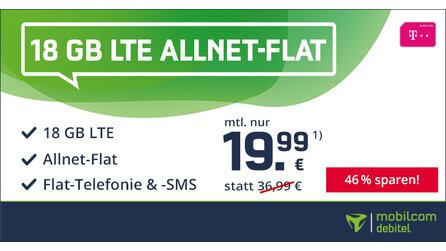 Tarifangebot: green LTE 18 GB im Telekom-Netz für 19,99 € mtl. [Anzeige]