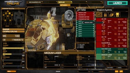 MechWarrior Online - Bilder aus dem Mech-Lab