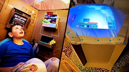 Mit Konsole, Beamer und Snacks: Vater und Sohn bauen die »Höhle«, die wir als Kinder immer haben wollten