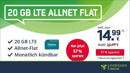 Handyvertrag reduziert: Telefónica LTE 20 GB für 14,99 € mtl. [Anzeige]