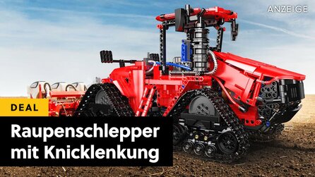 Brachialer Schlepper mit Raupen statt Reifen, Knicklenkung, Pneumatik + Fernsteuerung im Angebot bei Amazon