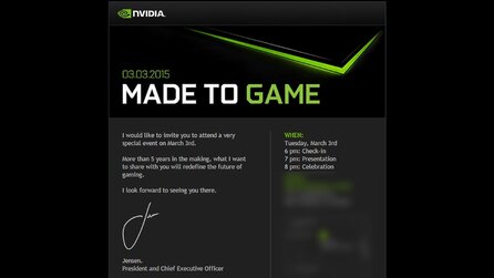 Nvidia »Made to Game« - Event am 3. März 2015, »revolutionäre Spieleplattform« (Update)