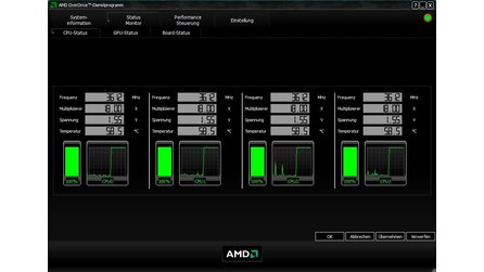 Diagnosefenster des Statusmonitors von AMD Overdrive