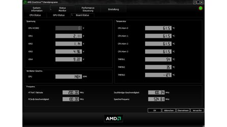 Diagnosefenster des Statusmonitors von AMD Overdrive