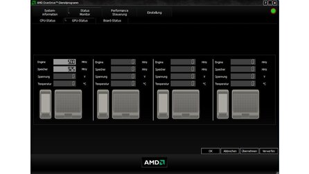 Diagnosefenster des Statusmonitors von AMD Overdrive