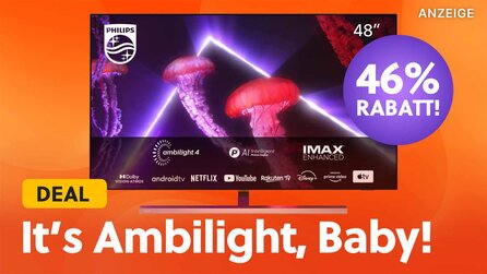 Fast um die Hälfte reduziert: Philips OLED-4K-TV mit Ambilight, 120Hz und HDMI 2.1 zum Spitzenpreis bei Amazon