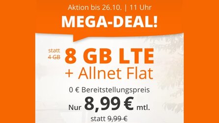 Nur bis Dienstag: Handyvertrag mit 8 GB LTE Datenvolumen zum Bestpreis [Anzeige]