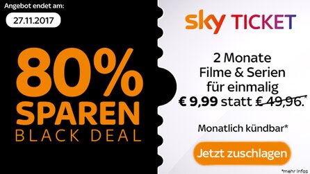 2 Monate Sky Entertainment + Cinema Ticket für einmalig 9,99€ - Sky-Abo ebenfalls stark reduziert