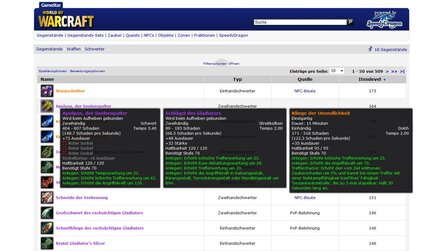 World of Warcraft-Datenbank - Bessere Vergleichsfunktion auf SpeedyDragon