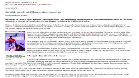 Verbot von »Killerspielen« - Beckstein legt Gesetzesplan vor