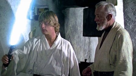Star Wars - Mark Hamill wird mit seinem Lichtschwert aus Episode VI überrascht