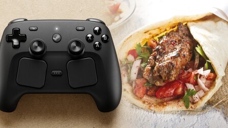 Jemand zeigt stolz seinen neuen Steam Controller, aber alle reden nur über den Döner daneben