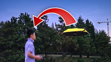Ein Student hat einen fliegenden Regenschirm entwickelt, der dem Benutzer automatisch folgt
