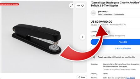 Ein GameStop Mitarbeiter ruinierte mit einem Tacker dutzende Switch 2 − jetzt versteigert das Unternehmen das Werkzeug für einen guten Zweck. Es steht bereits bei einer Viertelmillion