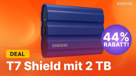 Externe Festplatte: Die T7 Shield mit 2 TB bekommt ihr derzeit direkt 44 Prozent günstiger!