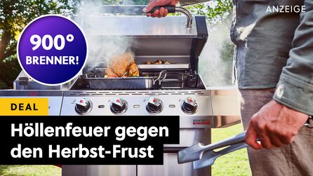 Vier Brenner, bis zu 900 Grad und satte 4,9 Sterne bei Amazon – ein Gasgrill im Angebot will der König der Steaks werden