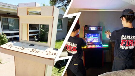Seit 13 Jahren arbeitet er für die Feuerwehr und jetzt hat er seinem Team eines der coolsten Eigenbau-Projekte geschenkt: zwei Retro-Arcade-Maschinen für insgesamt 8 Spieler