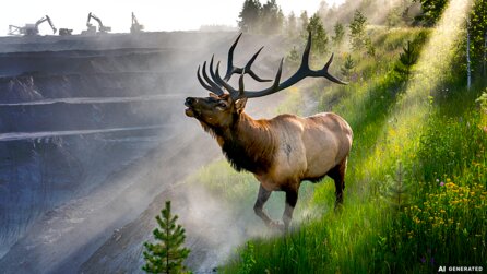 1997 setzte ein US‑Gouverneur sieben Elche in einem alten Tagebau aus. Heute zählt die Herde 13.000 Tiere