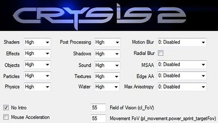 Advanced Graphics Options für Crysis 2 - Tool für grafisches Feintuning