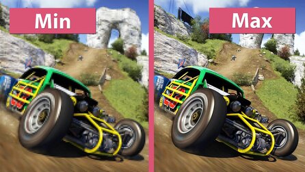 Trackmania Turbo - Minimale und maximale Grafik-Details im Vergleich