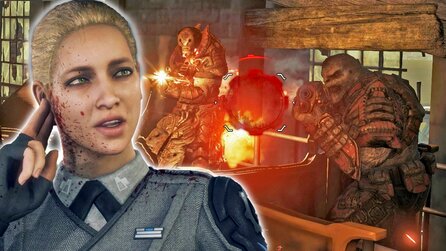 Der Anfang von Gears of War: Reloaded protzt mit breiten Schultern und großen Knarren