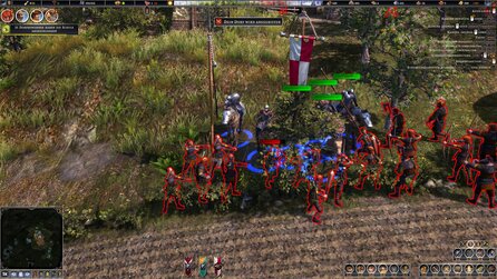 Die Banditen kommen! Doch kein Problem für unsere hochgerüsteten Soldaten im 1.0-Update von Farthest Frontier