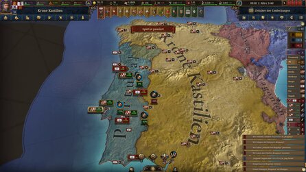 Portugal sollte eigentlich zu Spanien gehören, oder? Wir »überreden« unseren Nachbarn im Kriegs-Gameplay aus Europa Universalis 5