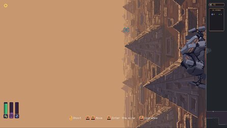 Im Action-Roguelite Wall World erklimmt ihr mit eurem Spinnenroboter eine schier endlose Wand und baut dabei Rohstoffe ab