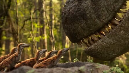 The Dinosaurs: In der Doku-Serie erzählt euch Morgan Freeman etwas über Dinos, während Jurassic-Park-Regisseur Steven Spielberg hinter der Kamera steht
