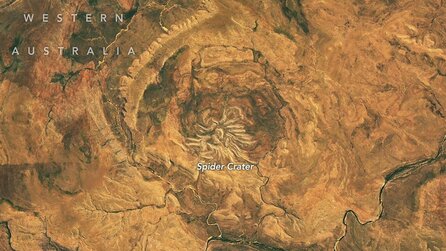 Die NASA hat aus dem All einen gigantischen Krater in Australien fotografiert, der die Form einer Spinne hat