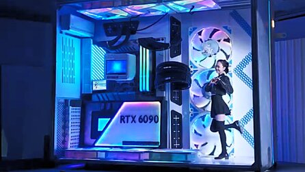 Ein Gaming-PC, in dem man stehen kann – in diesem gigantischen Modding-Projekt wirkt die Erbauerin selbst nur wie eine kleine Actionfigur