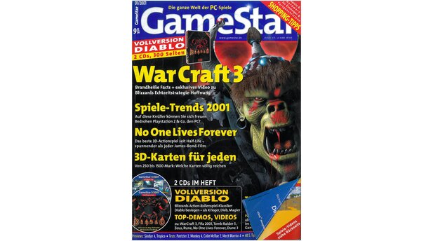 GameStar 12001WarCraft3-Titelstory und Previews zu Tropico, Siedler 4, Dungeon Siege und Red Faction. Außerdem: Tests zu No One Lives Forver, Donald Ducks Quack Attack, Starship Troopers, Jagged Alliance 2: Unfinished Business, Tomb Raider 5, Blair Witch 2, Die Mumie und Metal Gear Solid (dt.). Reports: Spiele-Trends 2001 und Weihnachts-Shopping.